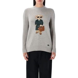 Polo Ralph Lauren Cashmere Crewneck Sweater With Whimsical Bear Patch - NWT